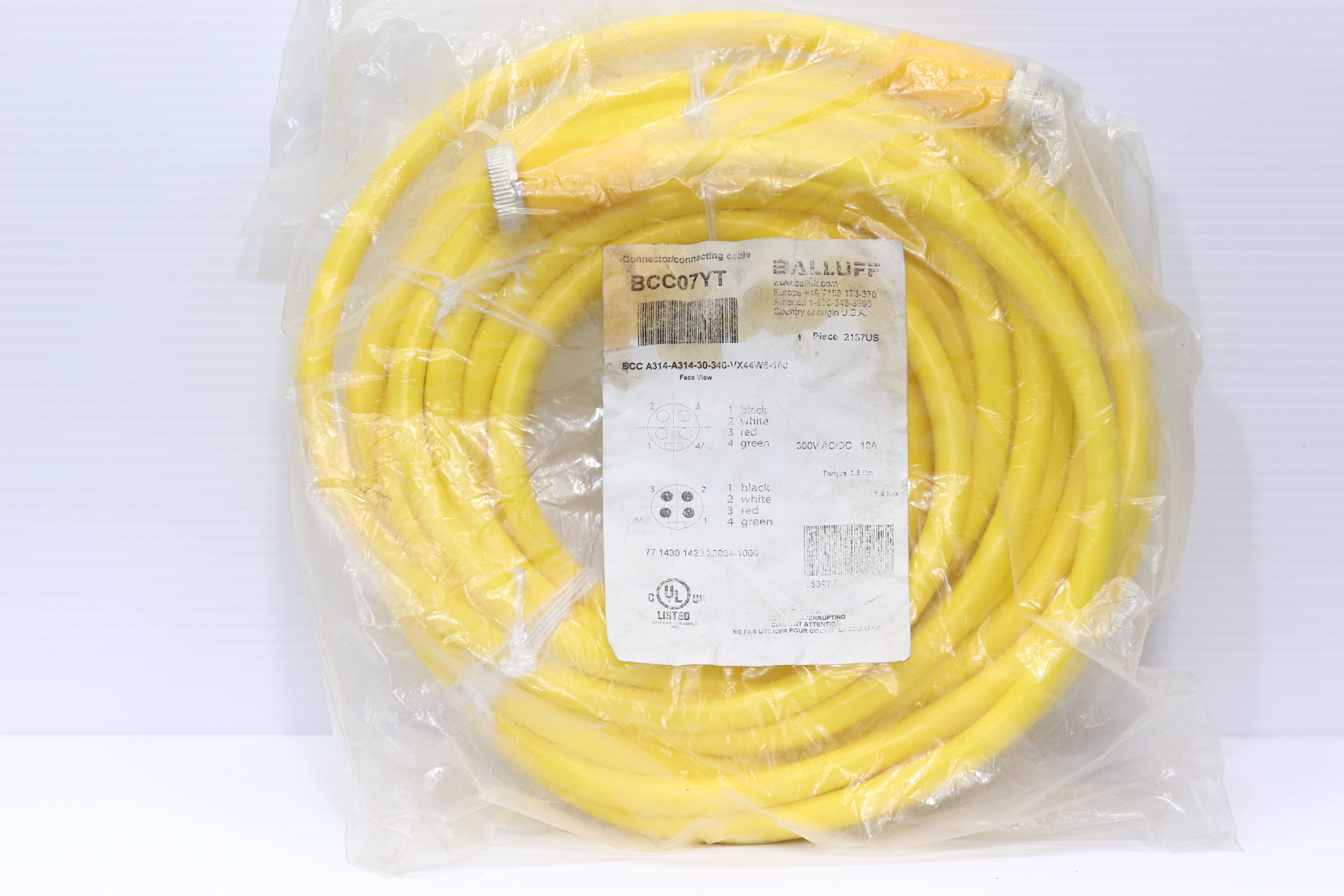 Cable Balluff Bcc07yt De Conexión 7/8 Hemba/macho 10mts (Usado)