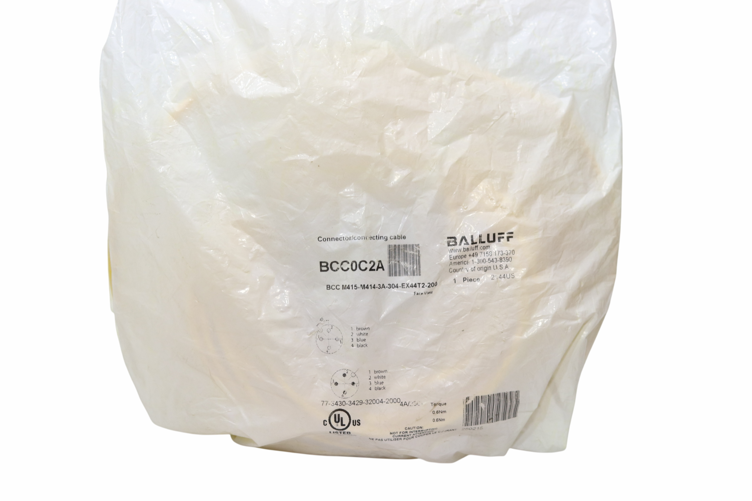 Cable Industrial Con Entrada M12 Balluf Bcc0c2a 20m