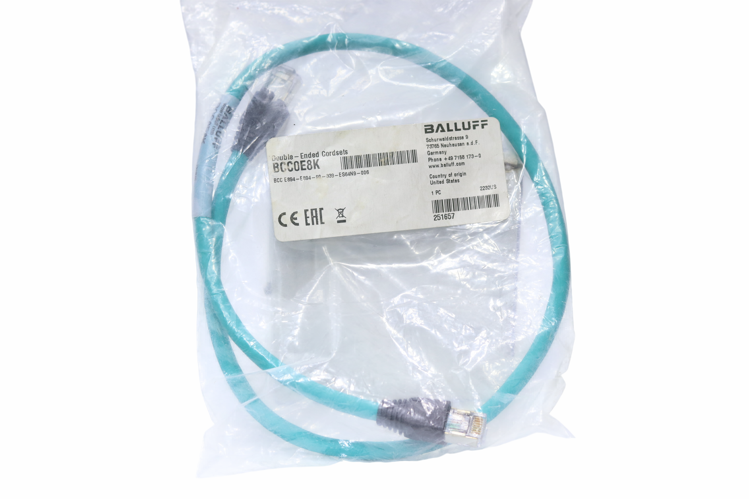 Cable Balluff Bcc0e8k Para Ethernet Rj45