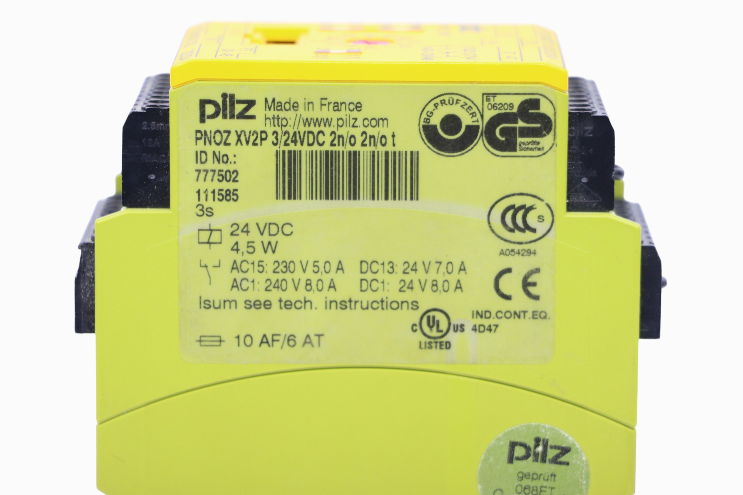 Relevador Pilz - Pnoz Xv2p 3/24vdc 2n/o 2n/o T 777502 (Usado)