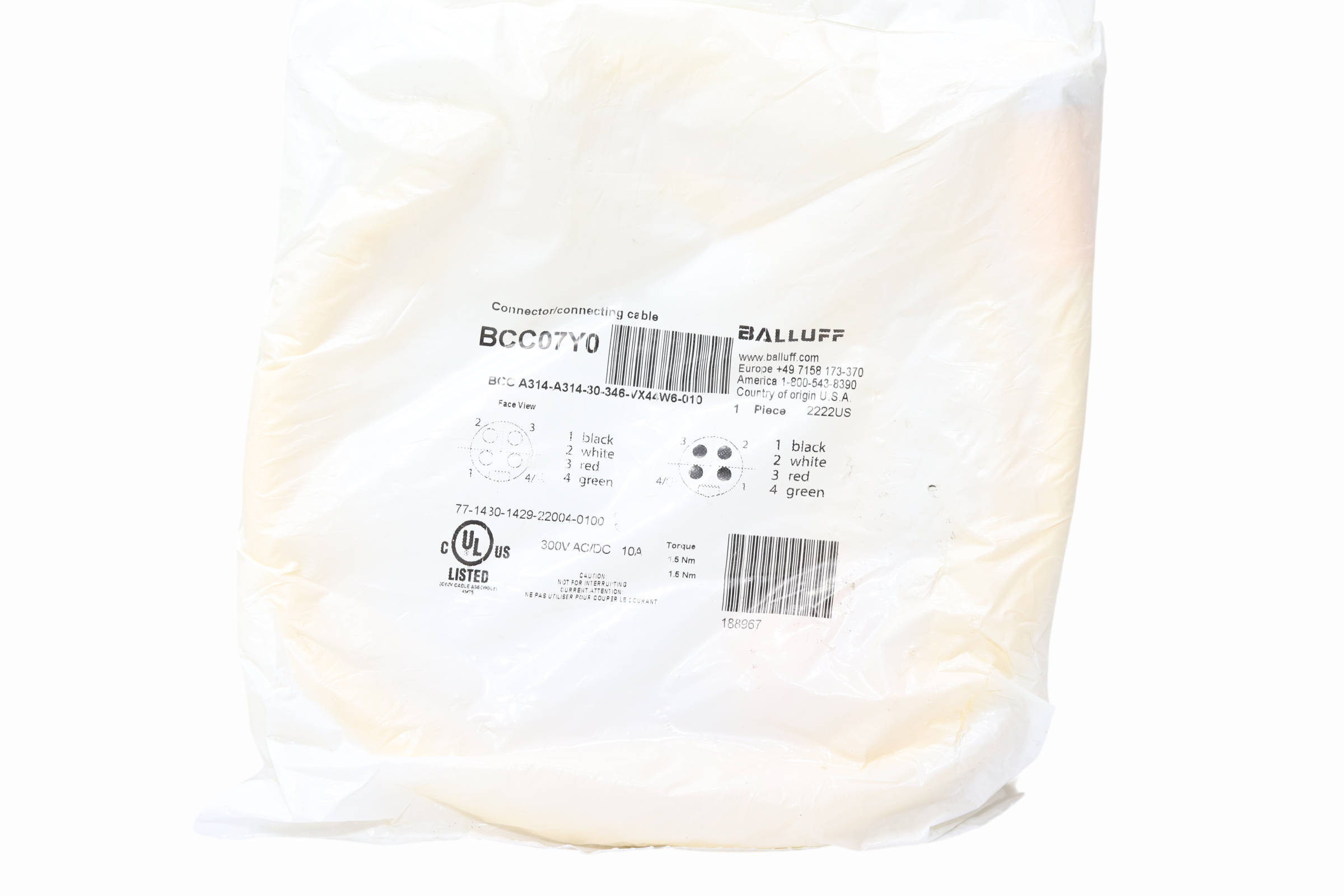 Cable Balluff Bcc07y0 Bcc A314-a314-30-346-vx44w6-010