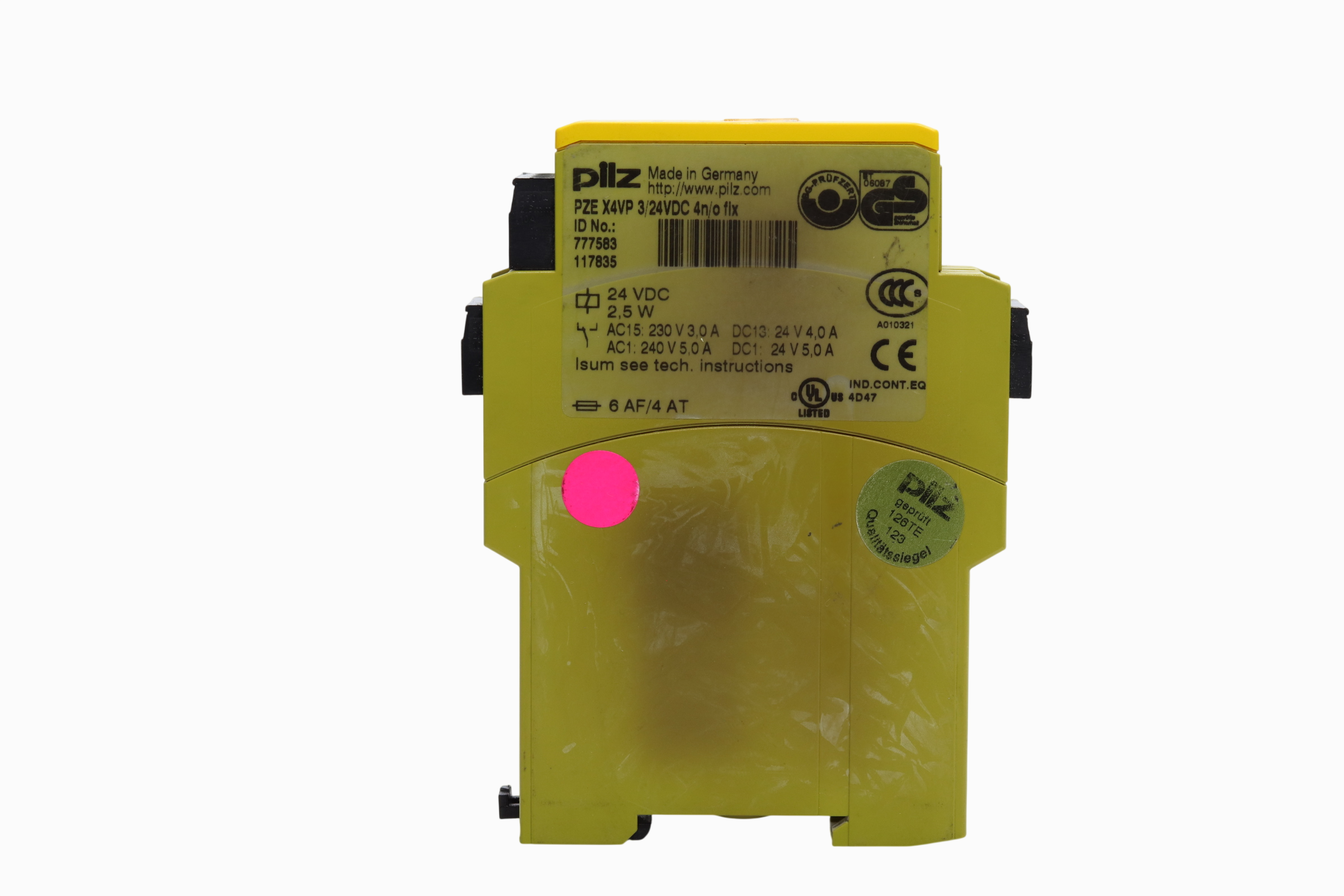 Pilz Pze X4vp 3/24vdc 4n/o Flx Relé De Seguridad, (777583) (Usado)