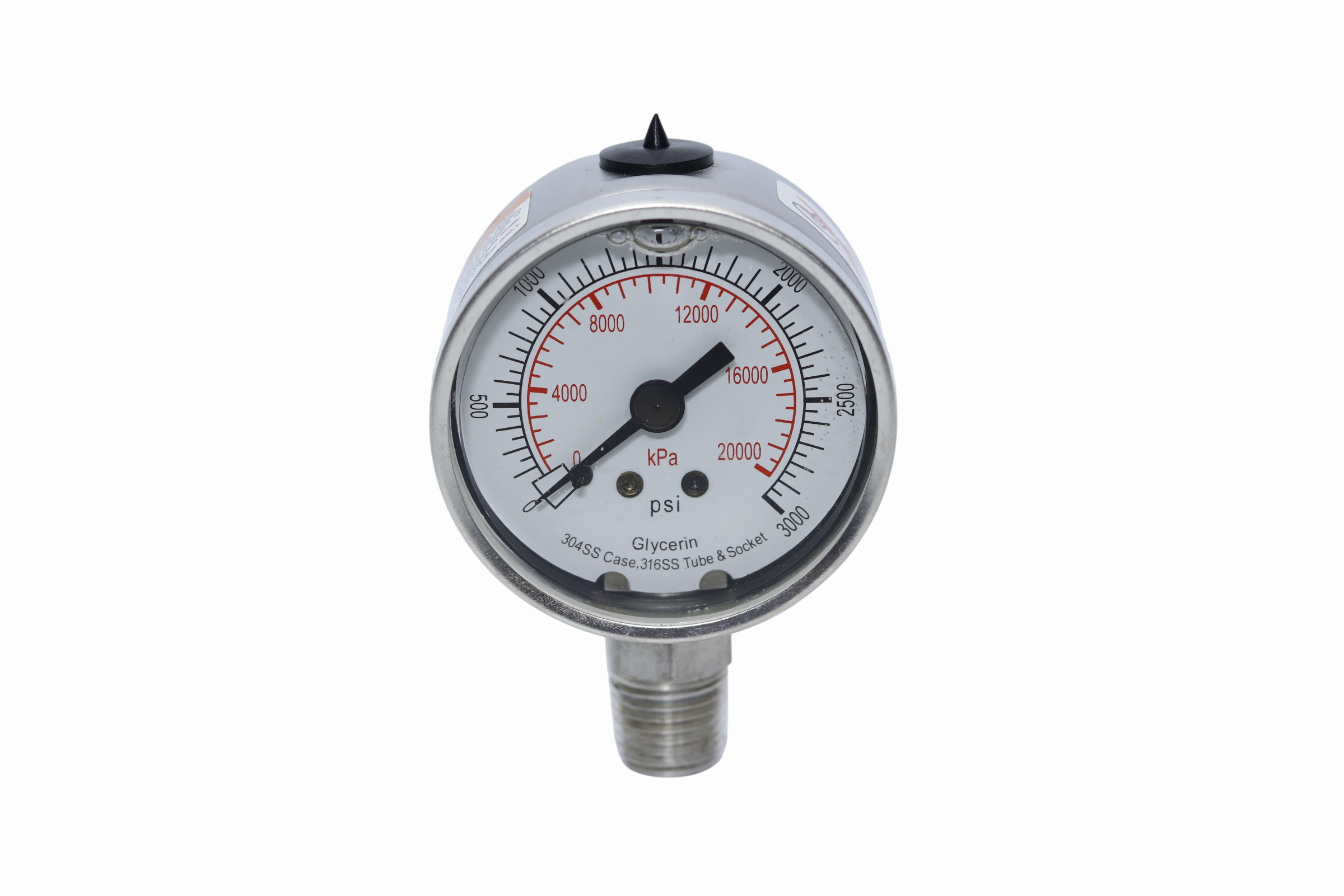 Manometro Tube & Socket 316ss Glicerina 3000 Psi