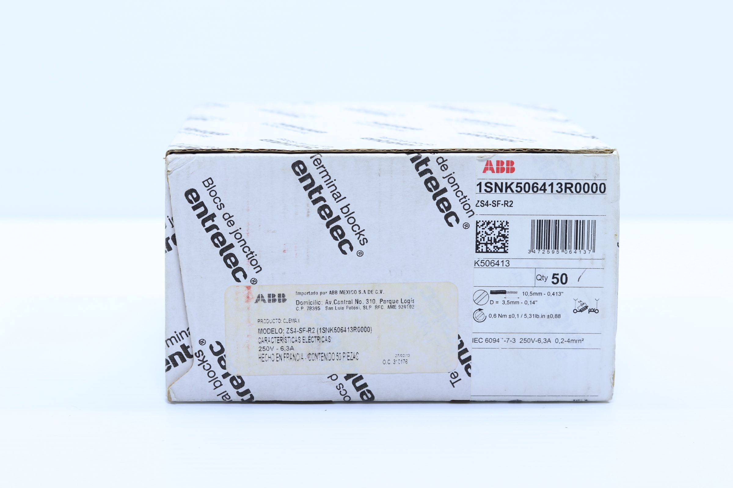 Terminal De Block Abb Zs4-sf-r2 Para Riel Din/tableros 49pz