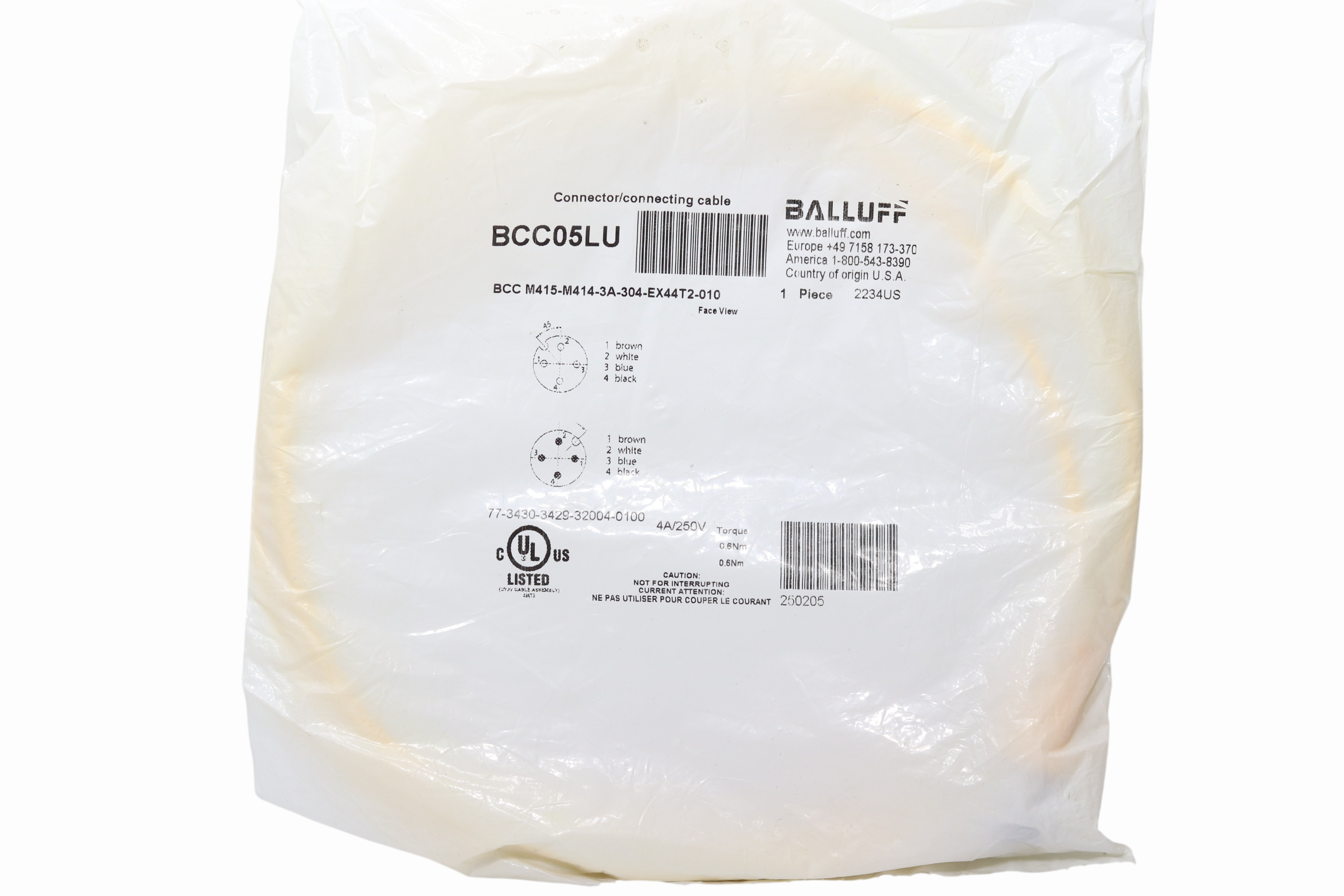 Cable Balluff Bcc05lu Con Entrada M12