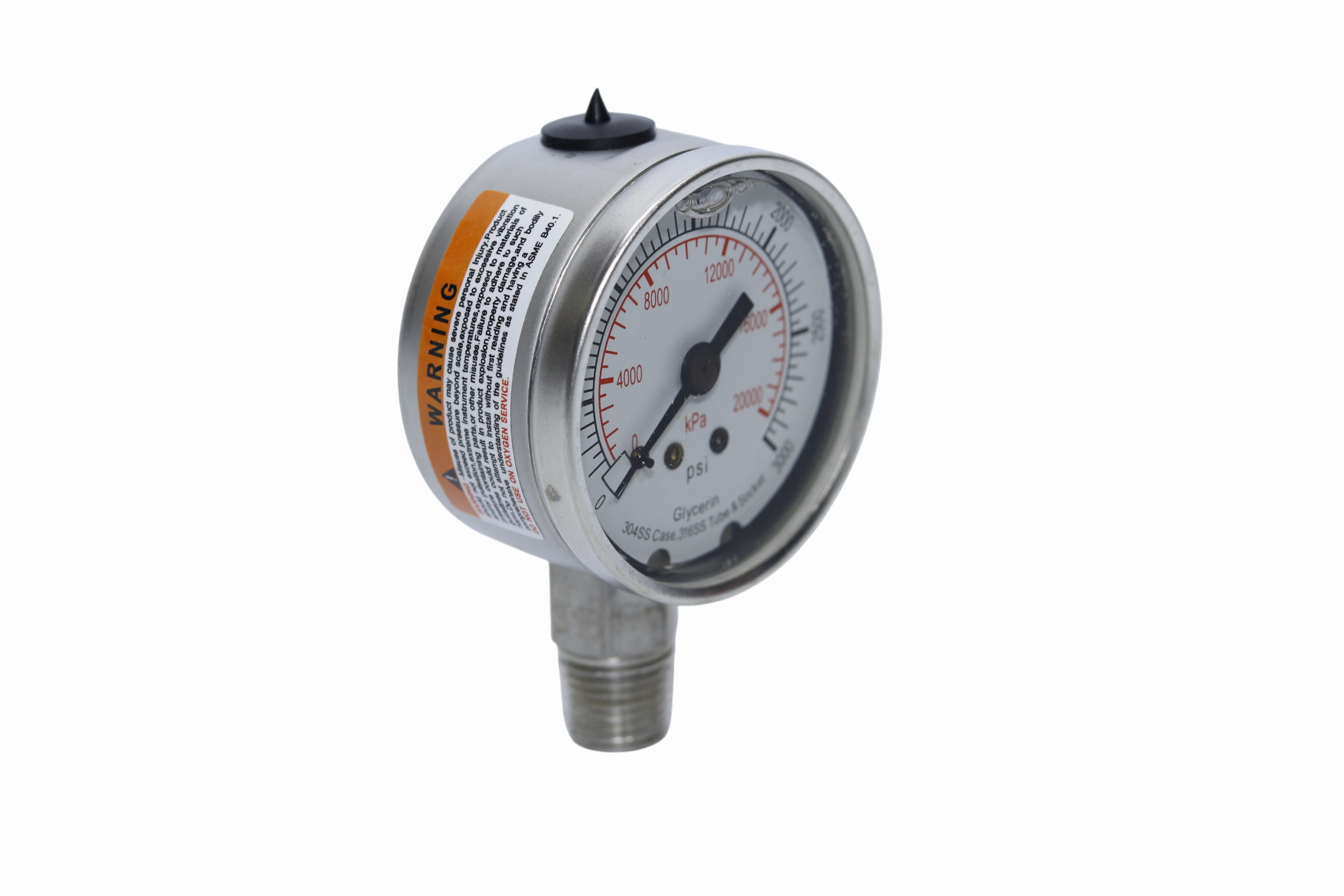 Manometro Tube & Socket 316ss Glicerina 3000 Psi