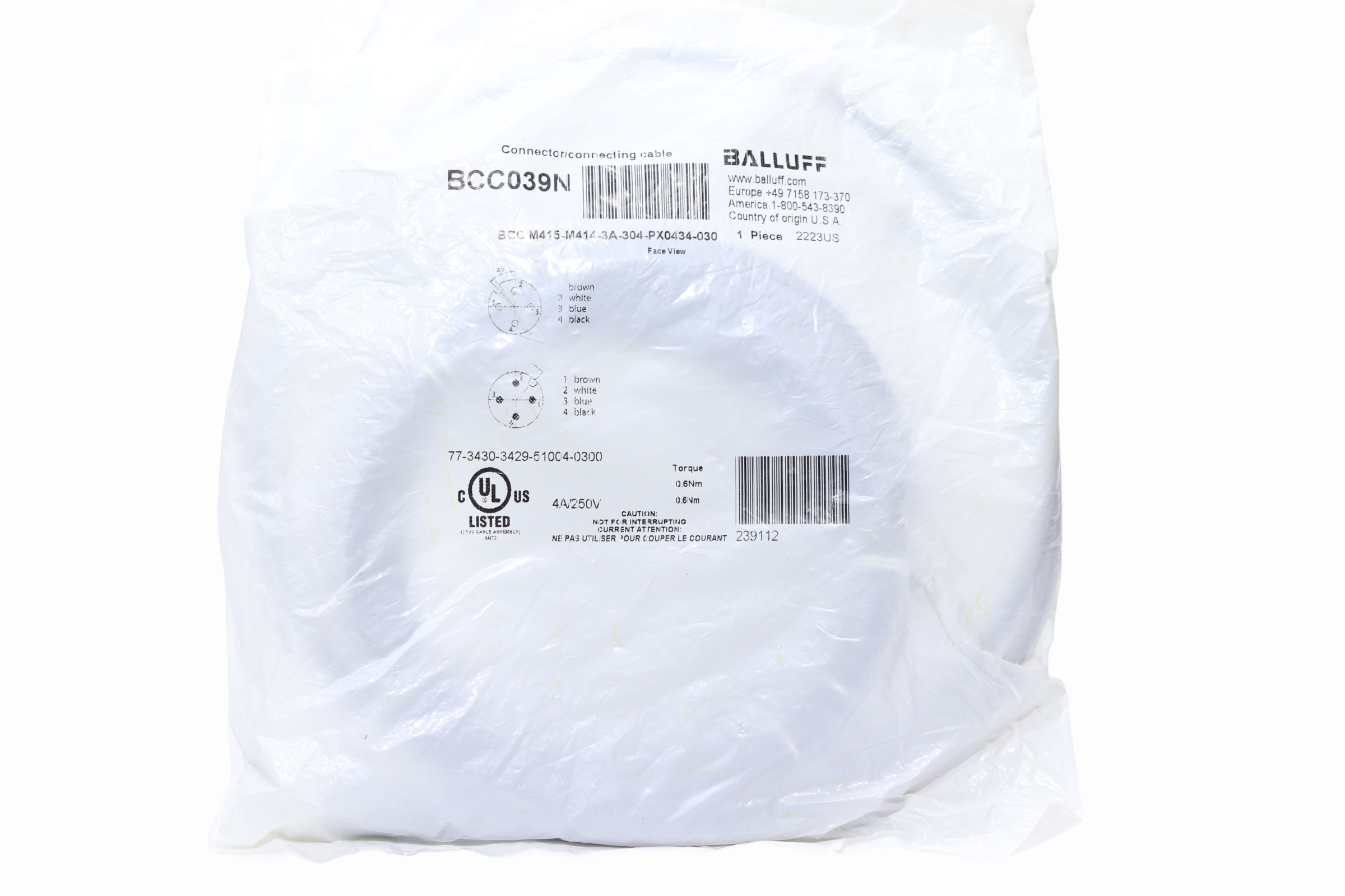 Balluff Bcc039n Conector Hembra Recto 5 Polos Plc Master