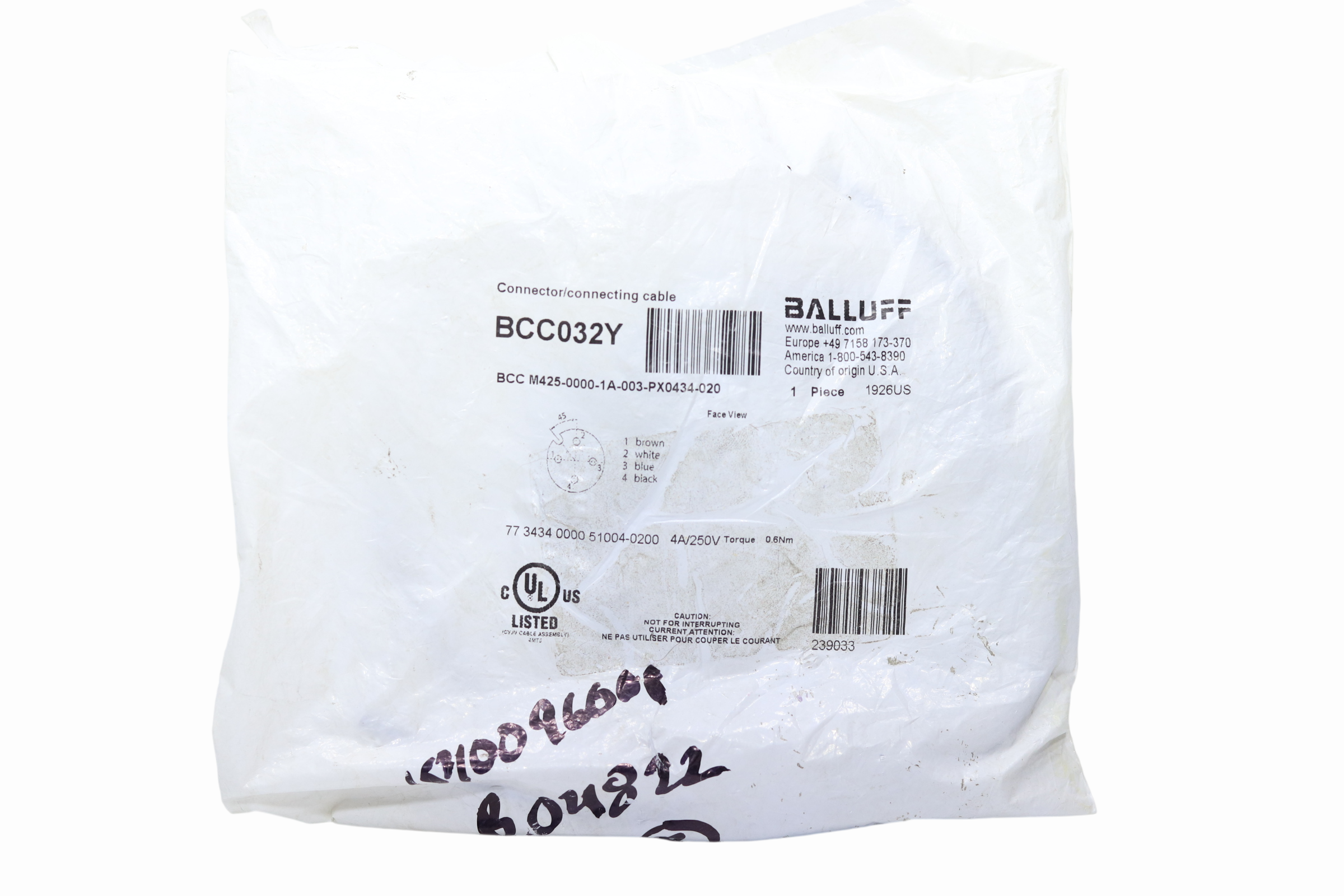 Conector/conecting Cable Balluff Bcc032y