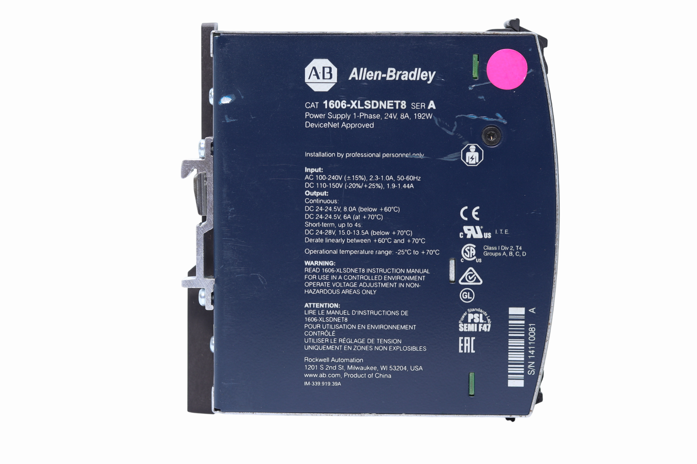 Allen Bradley 1606-xlsdnet8 Fuente De Alimentación (Usado)