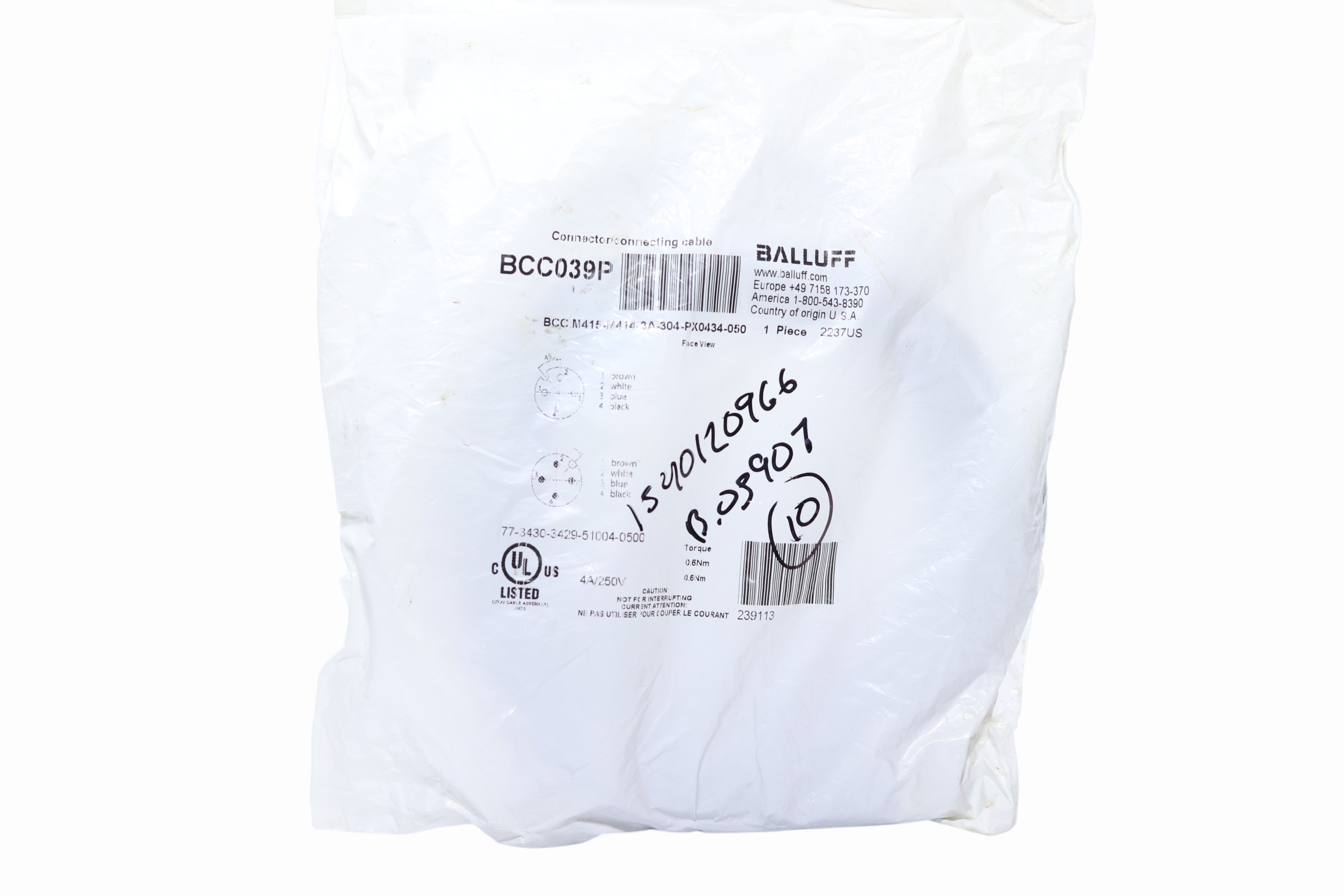 Bcc039p Balluff Cable 5 Mts Conector Hembra