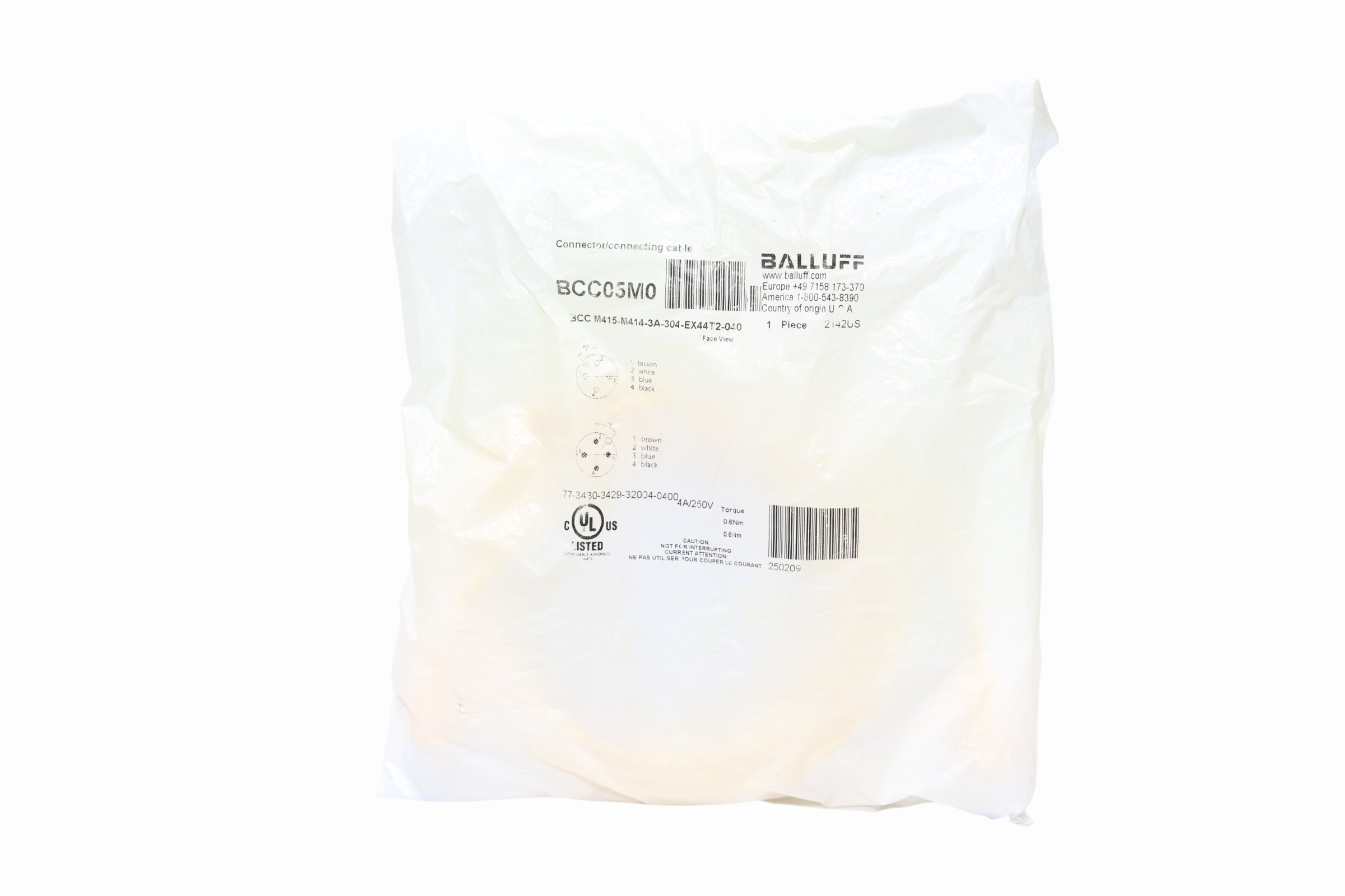 Cable Industrial Balluff Bcc05m0 Con Entrada M12