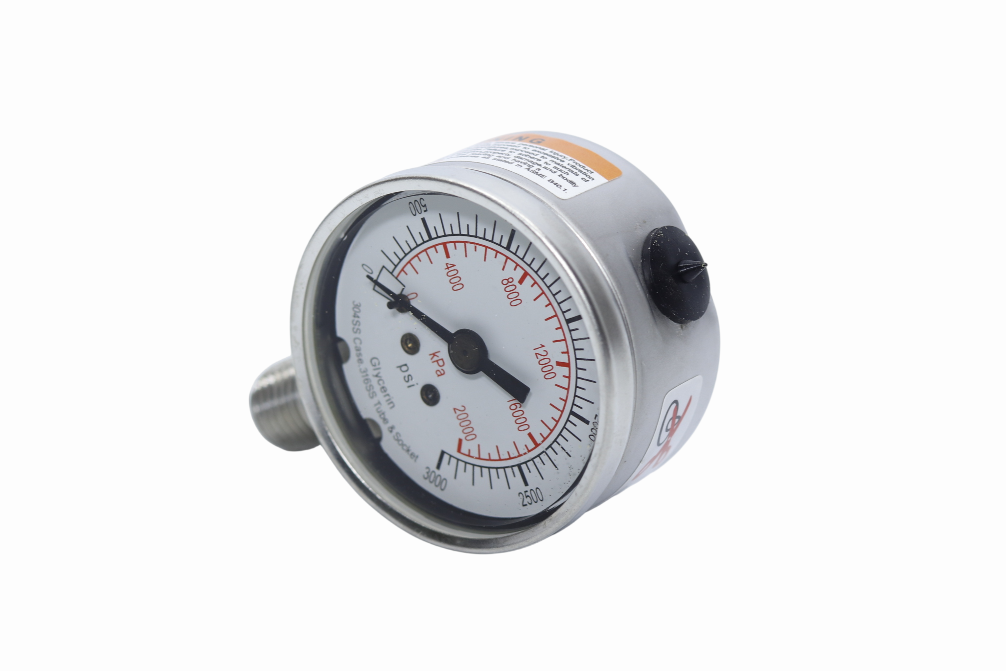Manometro Tube & Socket 316ss Glicerina 3000 Psi