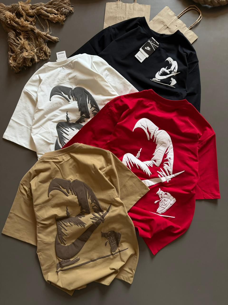 puff printed drop shoulder oversize  t-shirts