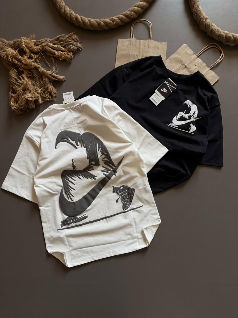 puff printed drop shoulder oversize  t-shirts