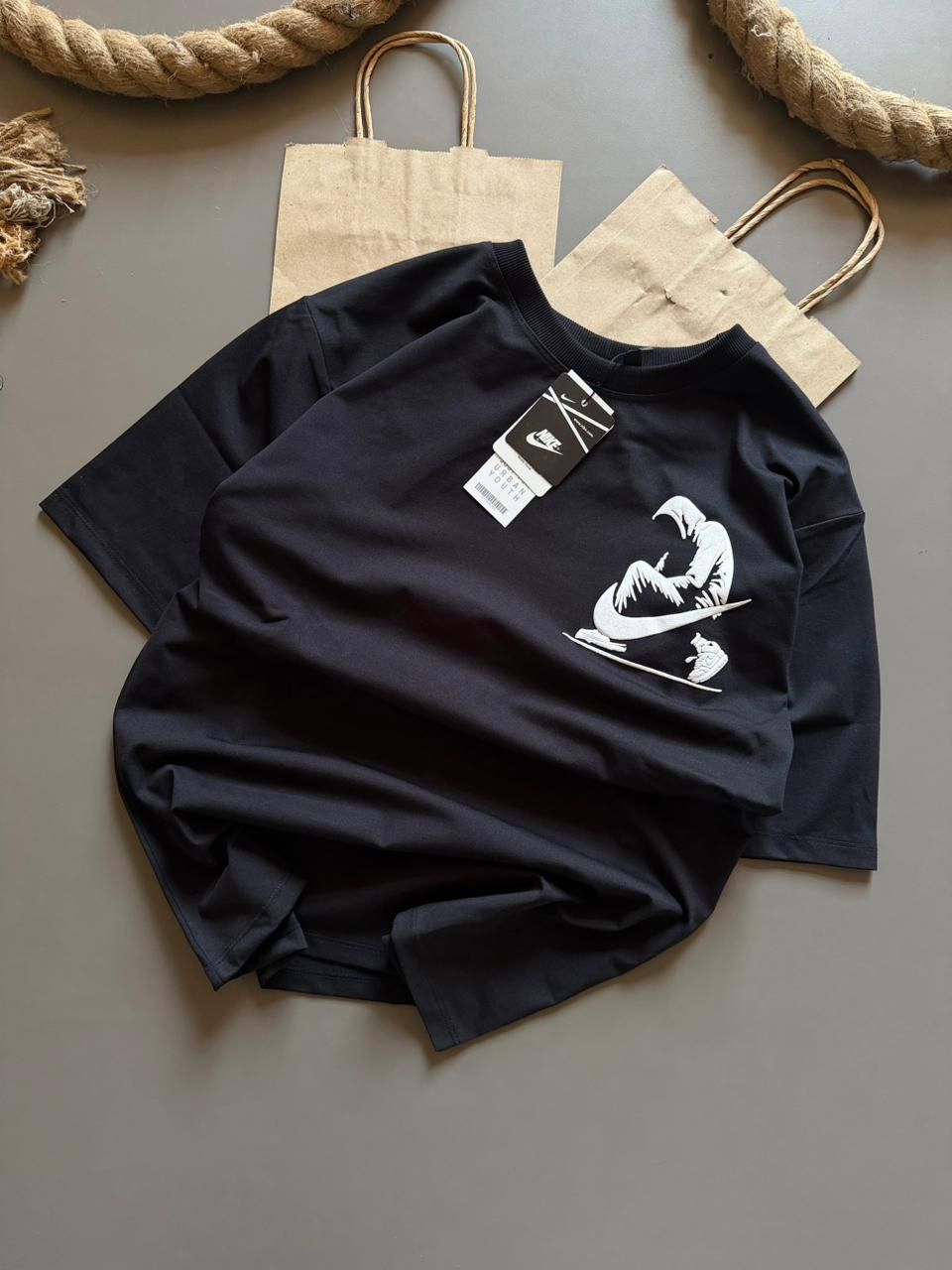 puff printed drop shoulder oversize  t-shirts