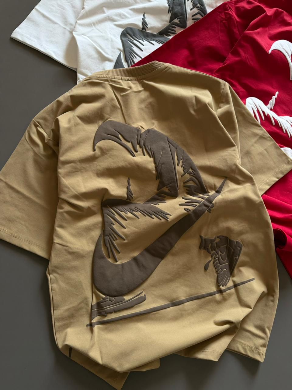 puff printed drop shoulder oversize  t-shirts