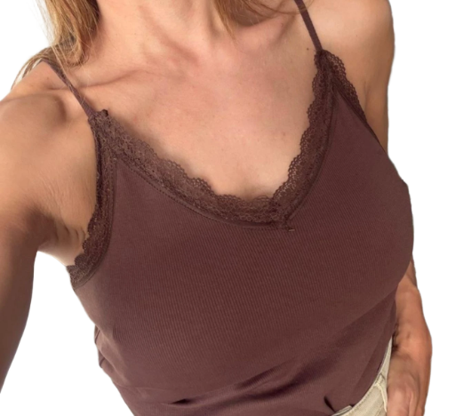 Top de tirantes marrón