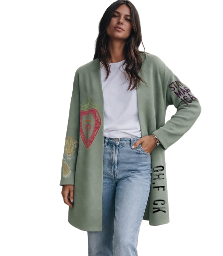 Cardigan verde bordado