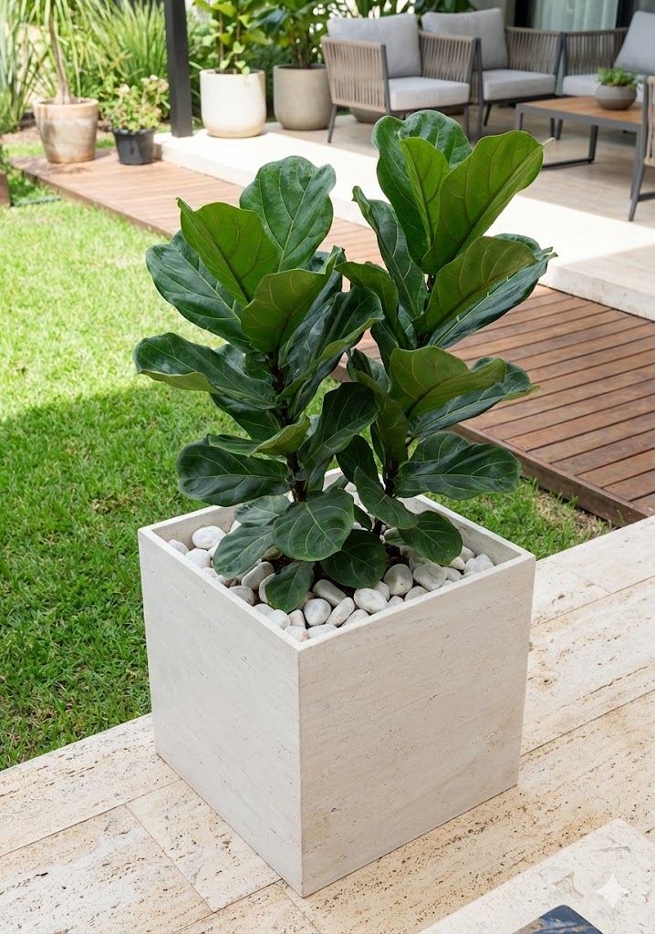 Ficus Lira en Maceta de Mármol