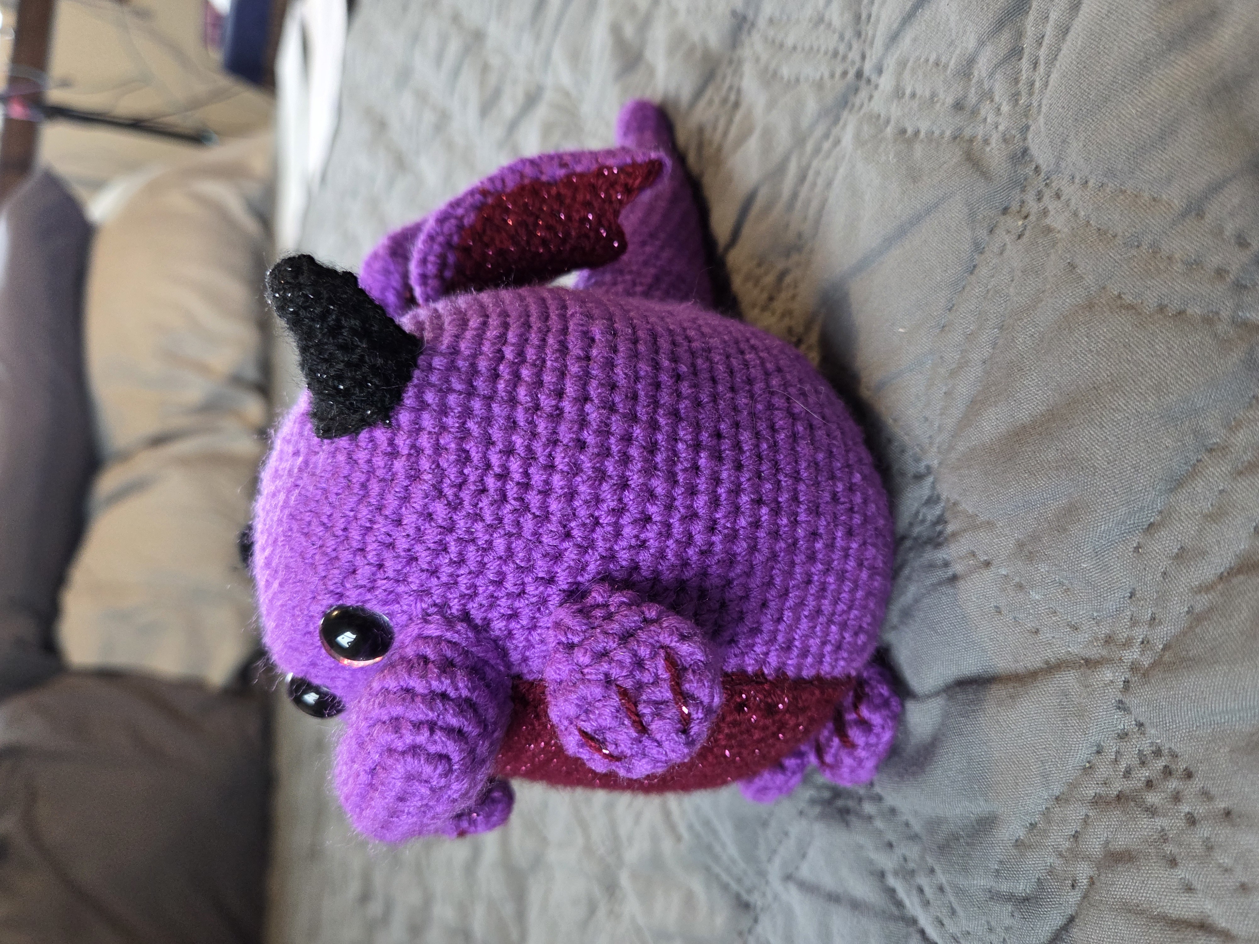 Crochet Bubble Purple Dragon