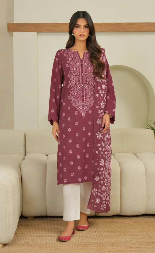 3 Piece Traditional Printed Khaddar Suit (Unstitched)
