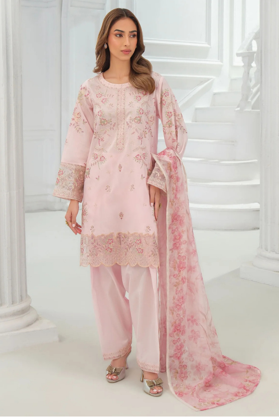 3 Piece Embroidered Net Suit (Unstitched)