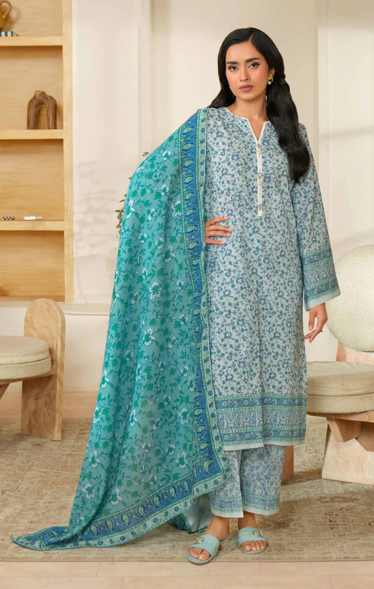 3 Piece Soft Floral Khaddar Suit (Unstitched)