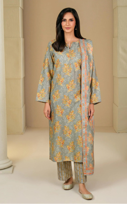 3 Piece Soft Floral Khaddar Suit (Unstitched)