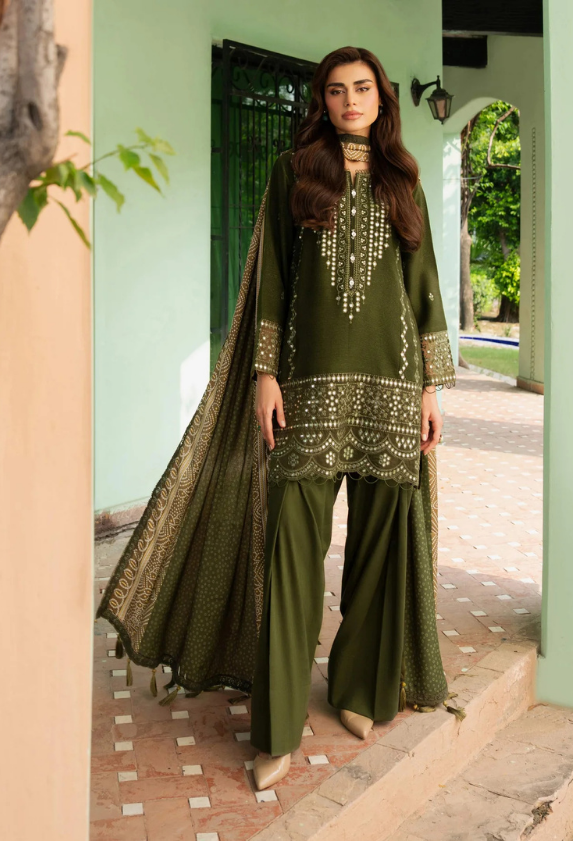 3 Piece Embroidered Karandi Suit (Unstitched)