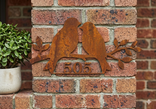 Rustic Bird House Number Sign