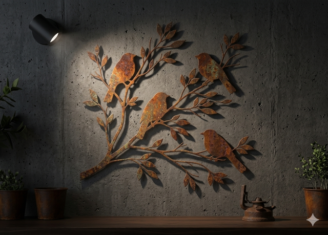 Rustic Metal Bird Wall Art