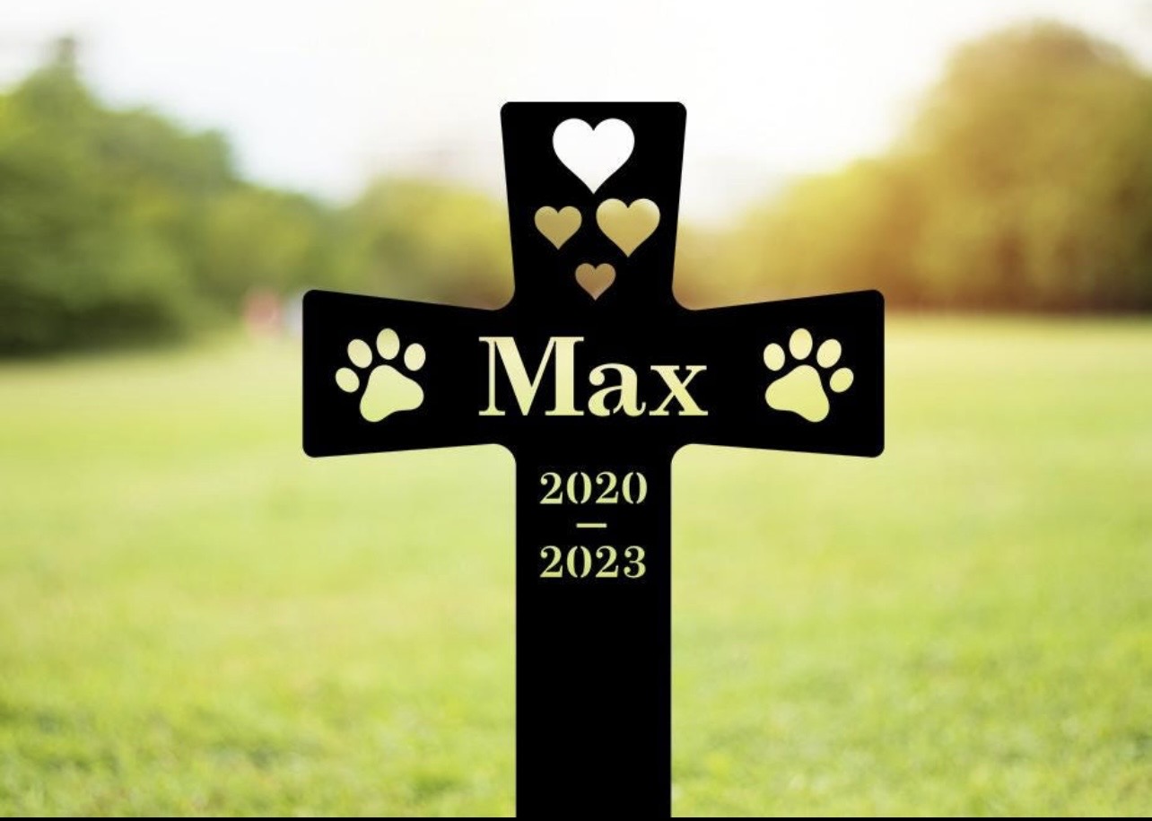 Pet Memorial Garden Cross - Corten Steel