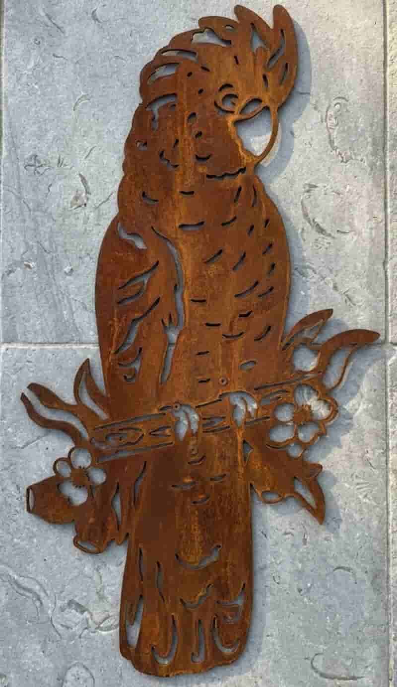 Black Cockatoo Corten Steel Wall Art