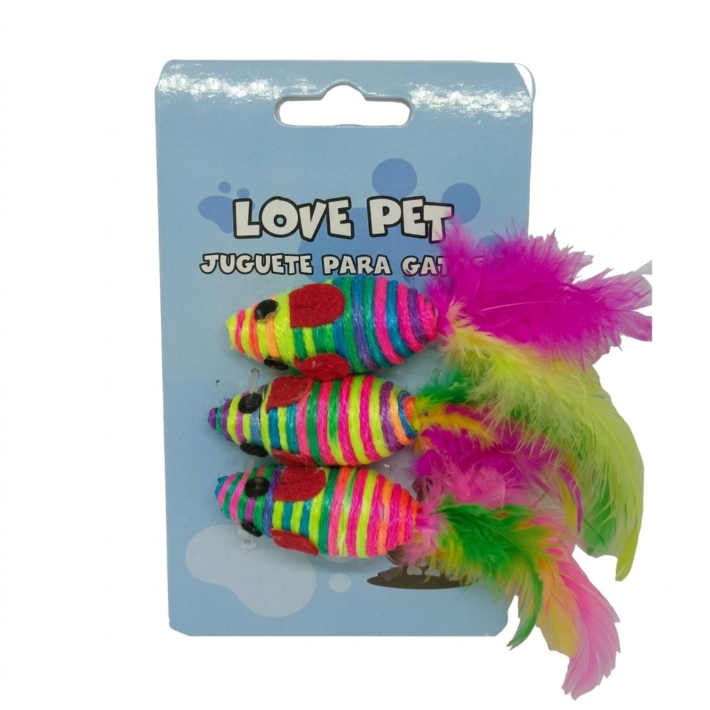 Juguetes de ratón con plumas para gatos