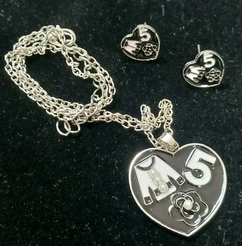 Women's Chain Necklace with Heart Pendant and Earrings Set - Please Choose