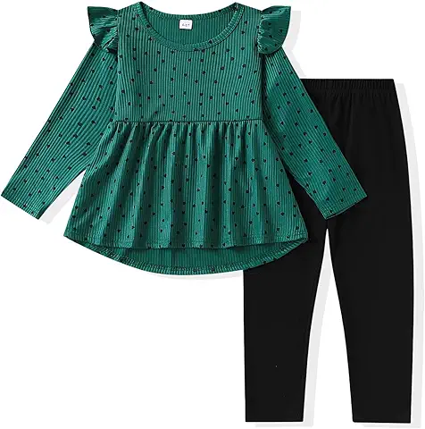 Girls' Ruffle Sleeve Top & Leggings Set