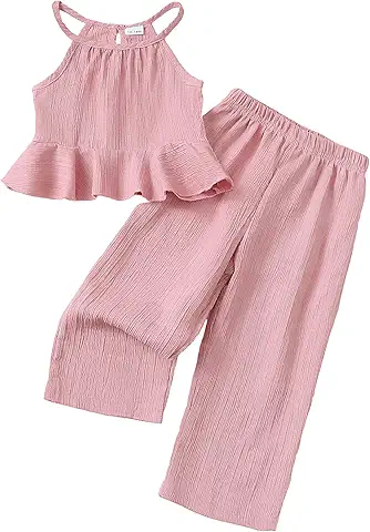Girls Pink Ruffle Outfit Set