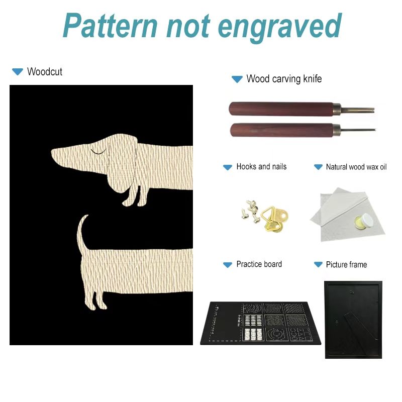 DIY Woodcut Art Kit - Dog Pattern