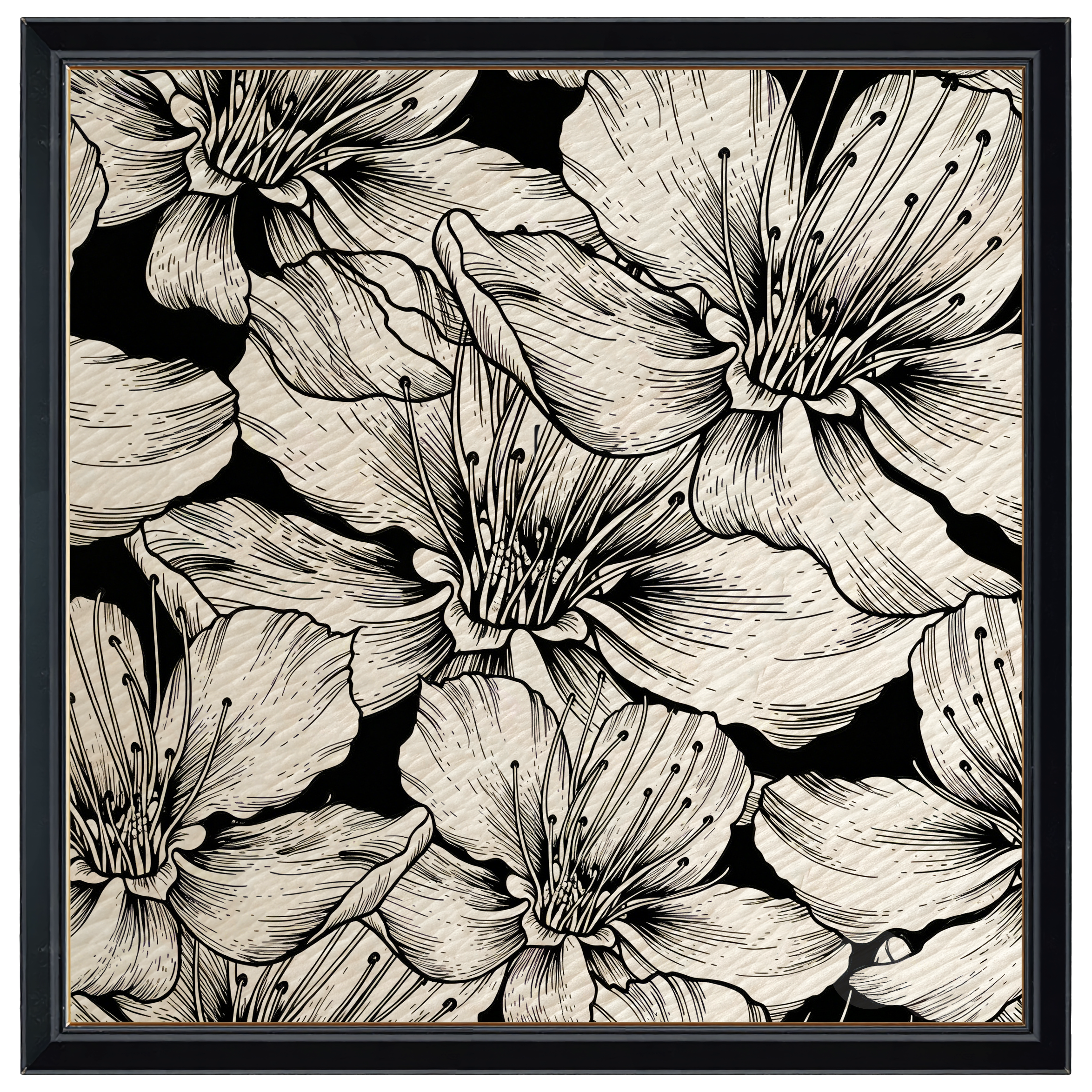 Handcrafted Flower Wood Engraving | Natural Floral Art Wall Decor