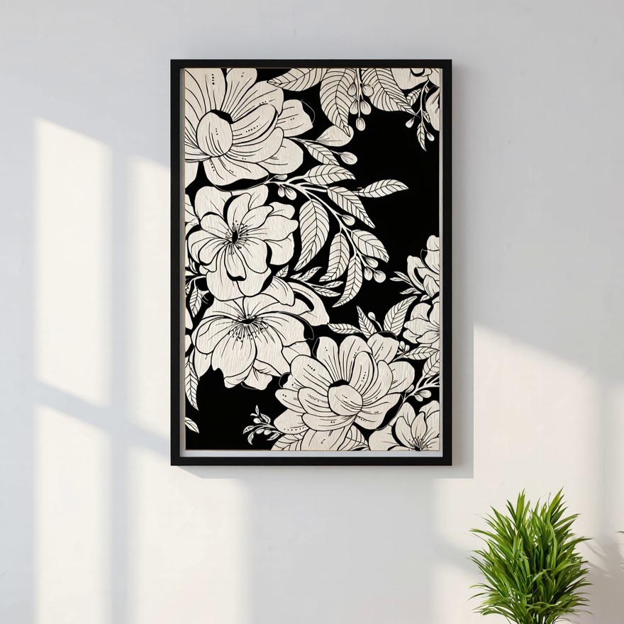 Handcrafted Flower Wood Engraving | Natural Floral Art Wall Decor