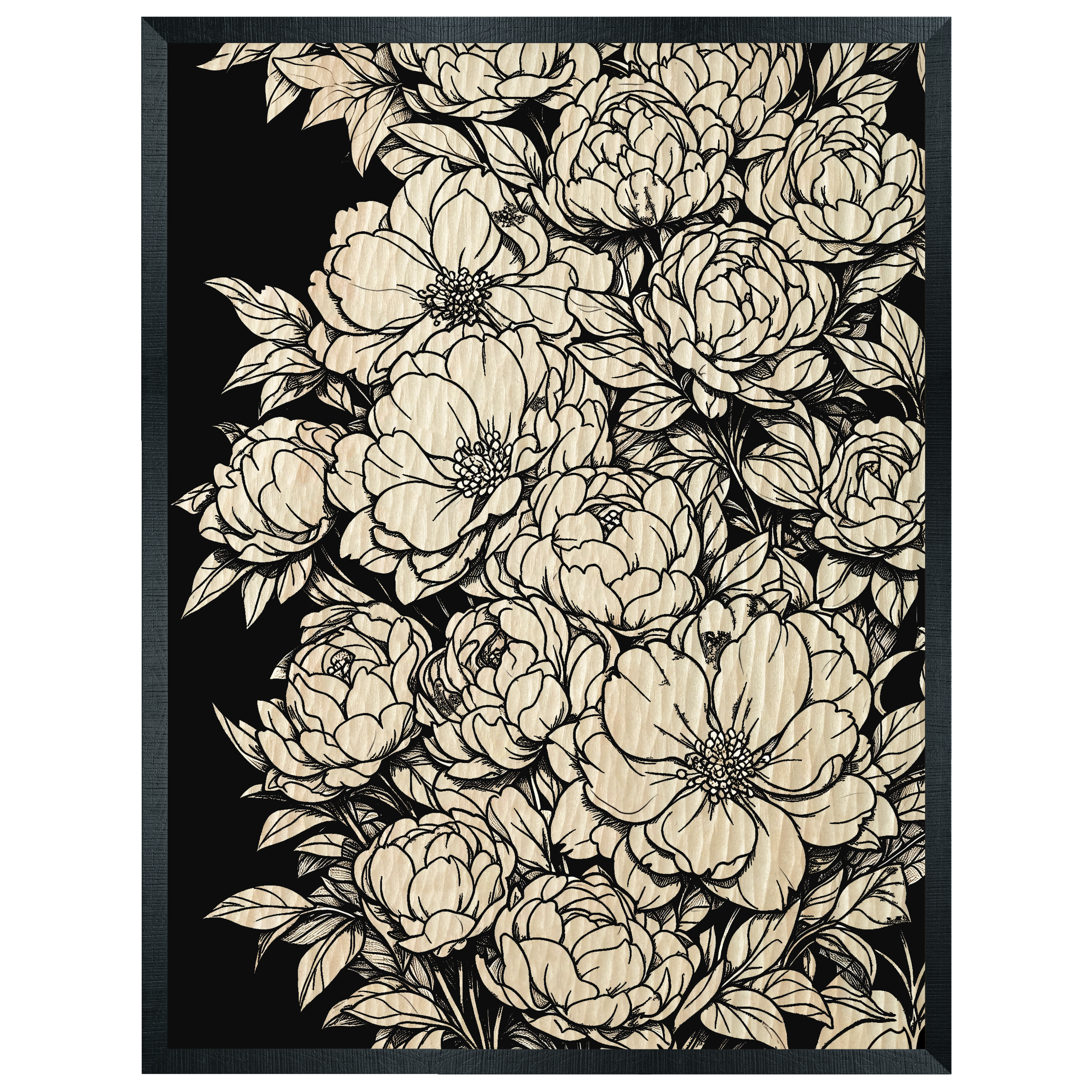 Handcrafted Flower Wood Engraving | Natural Floral Art Wall Decor