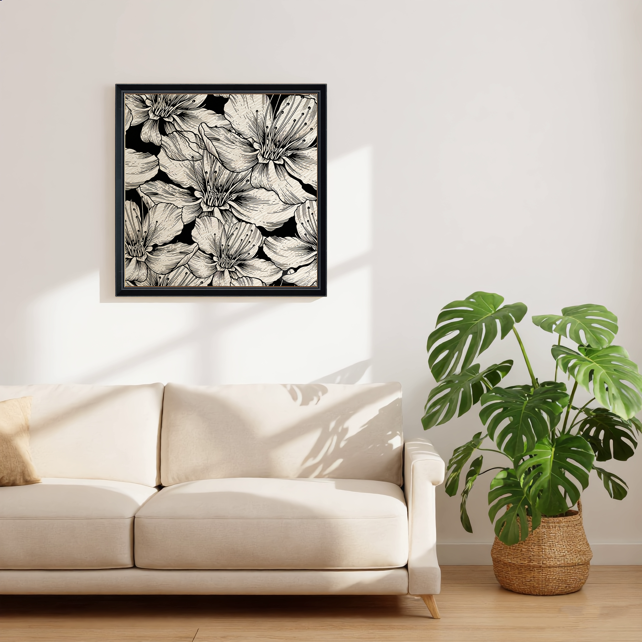 Handcrafted Flower Wood Engraving | Natural Floral Art Wall Decor