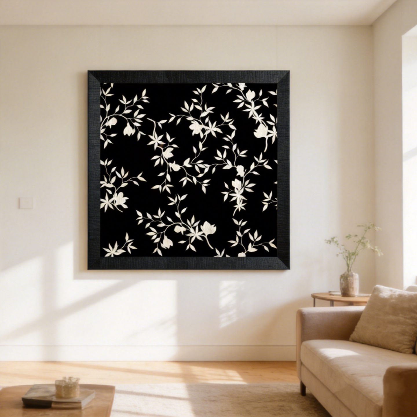 Handcrafted Flower Wood Engraving | Natural Floral Art Wall Decor