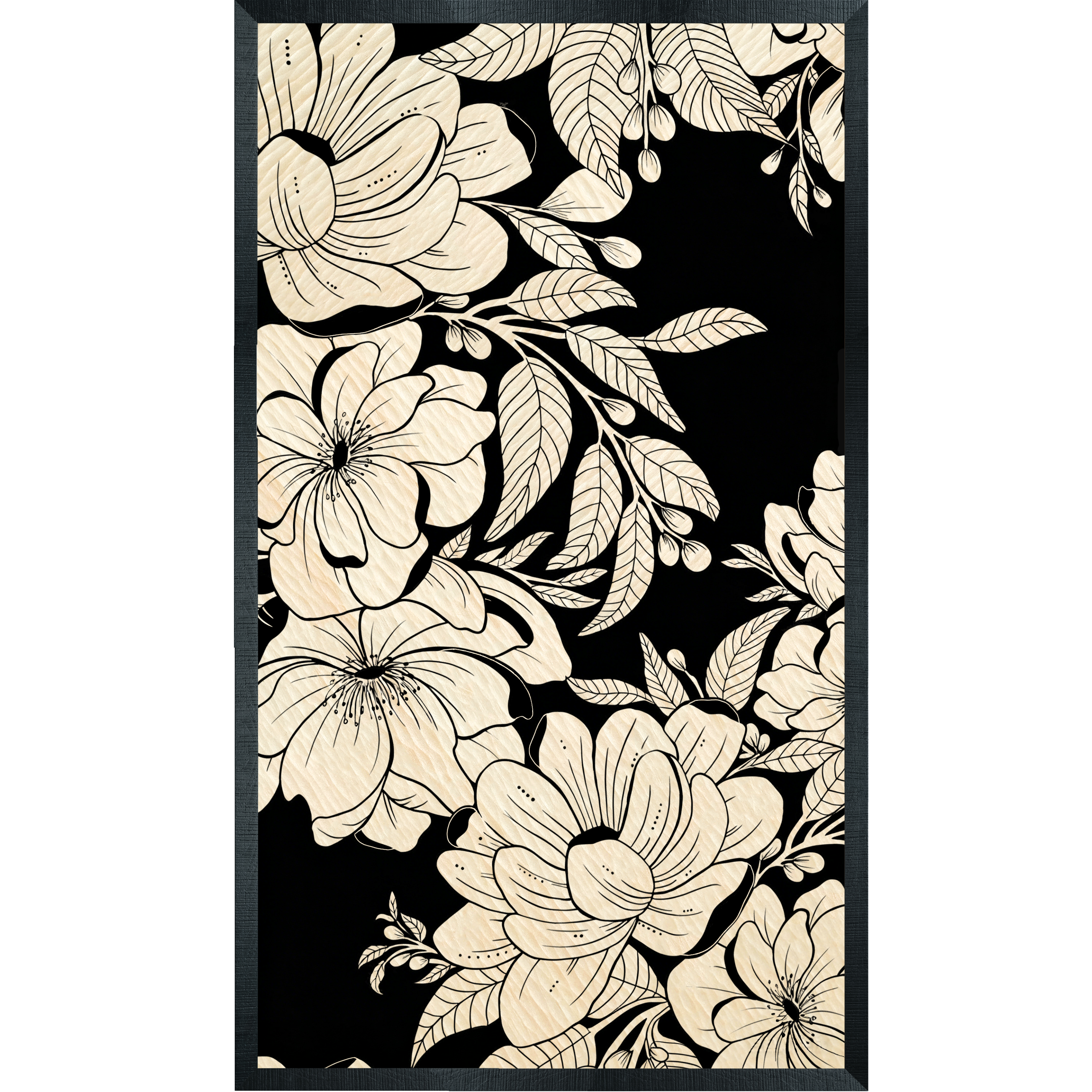 Handcrafted Flower Wood Engraving | Natural Floral Art Wall Decor