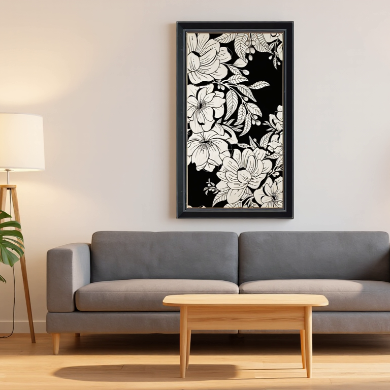 Handcrafted Flower Wood Engraving | Natural Floral Art Wall Decor