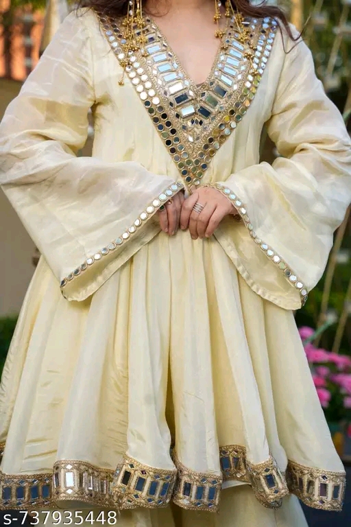 FESTIVAL SPECIAL REAL MIRROR WORK ON SILK FABRIC TOP AND PLAZZO WITH DUPATTA SET