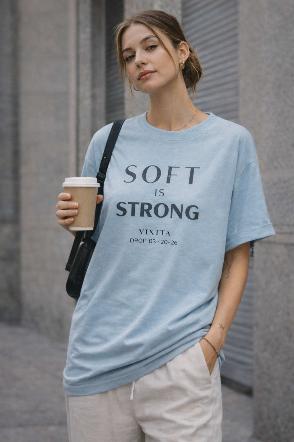 Camiseta azul con frase