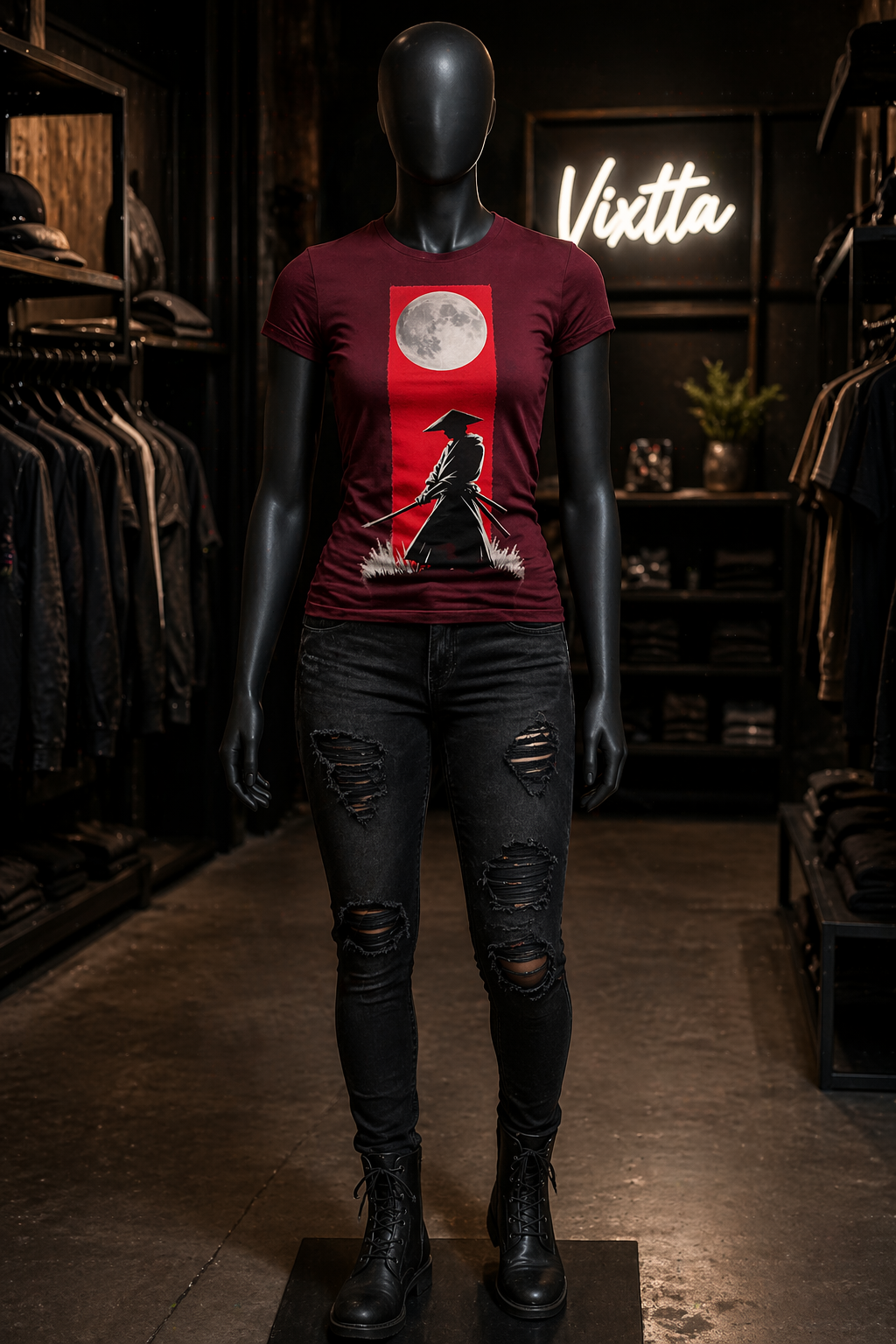 Camiseta Samurai Luna Roja