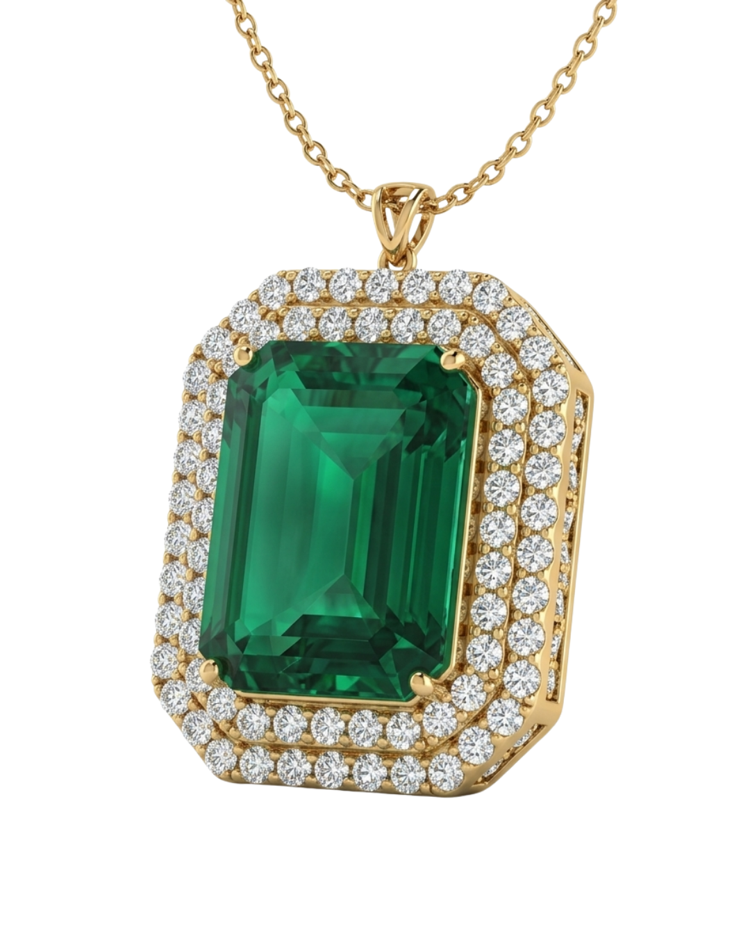 Elegant Emerald Halo Pendant