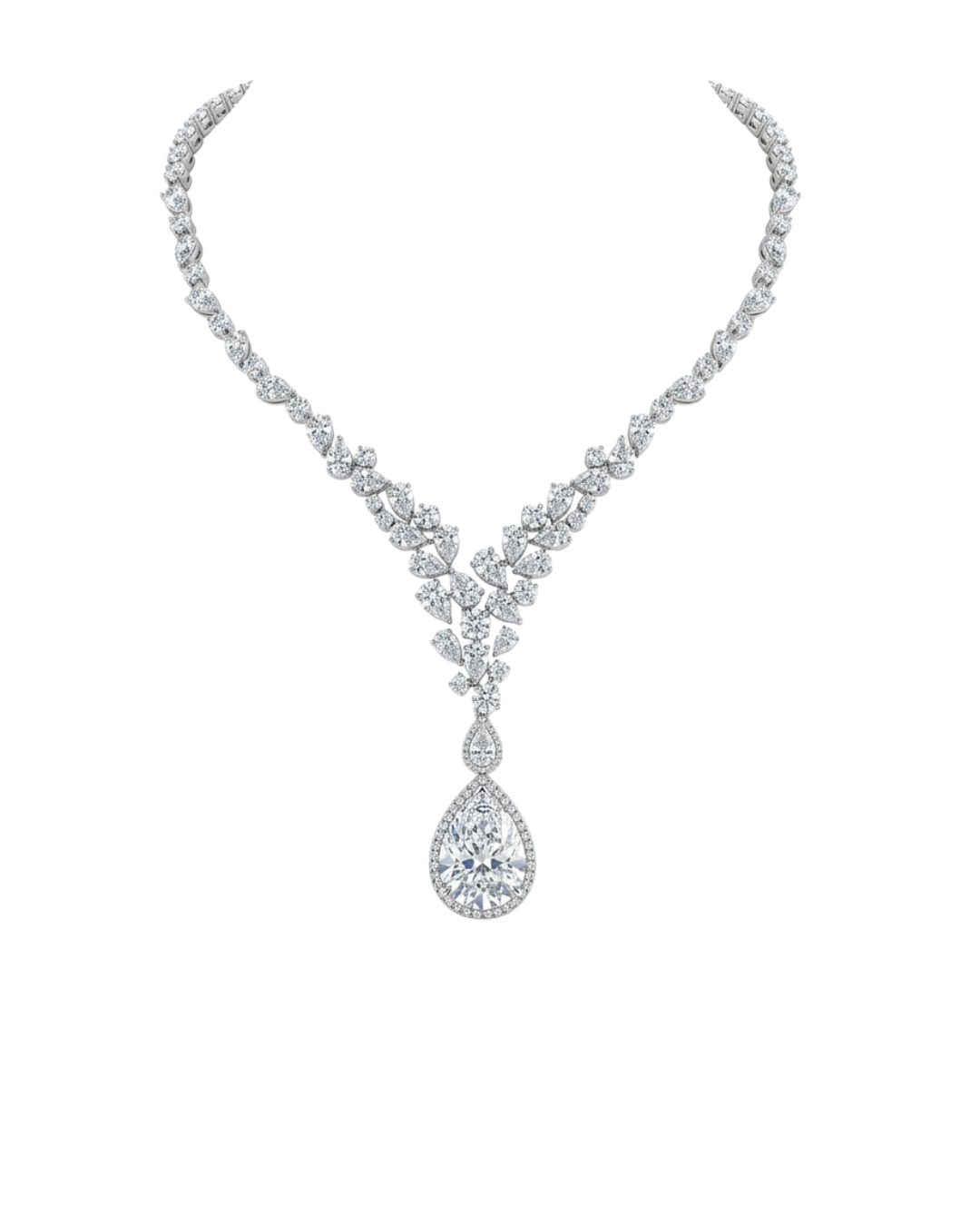 Majestic Pear-Drop Graduated Diamond Necklace